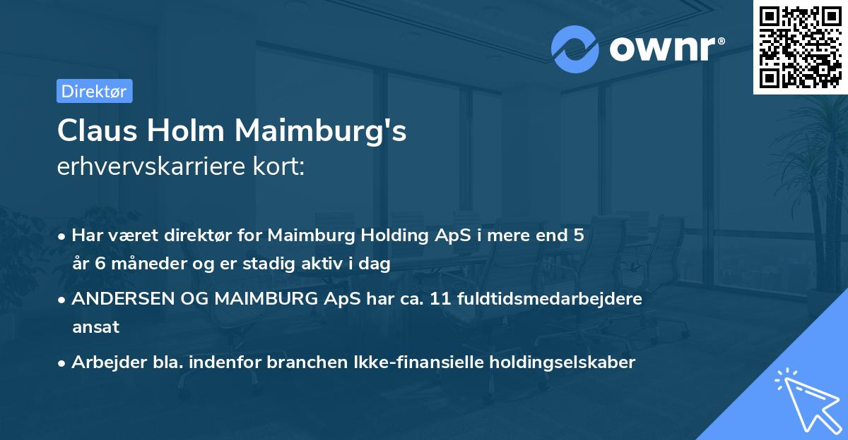 Claus Holm Maimburg's erhvervskarriere kort