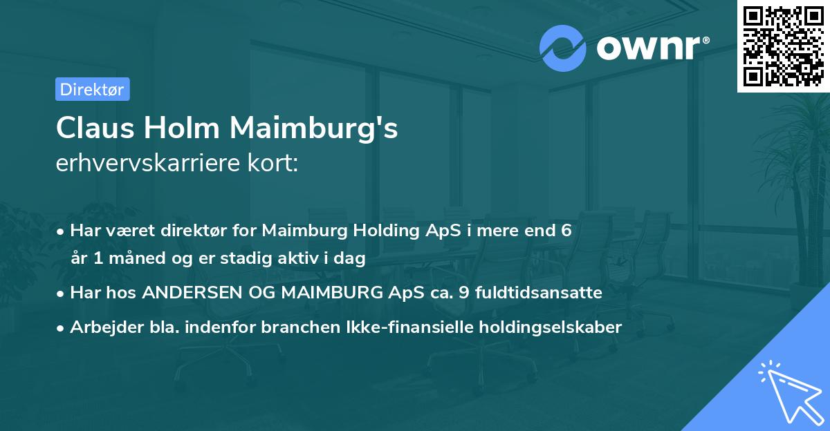 Claus Holm Maimburg's erhvervskarriere kort