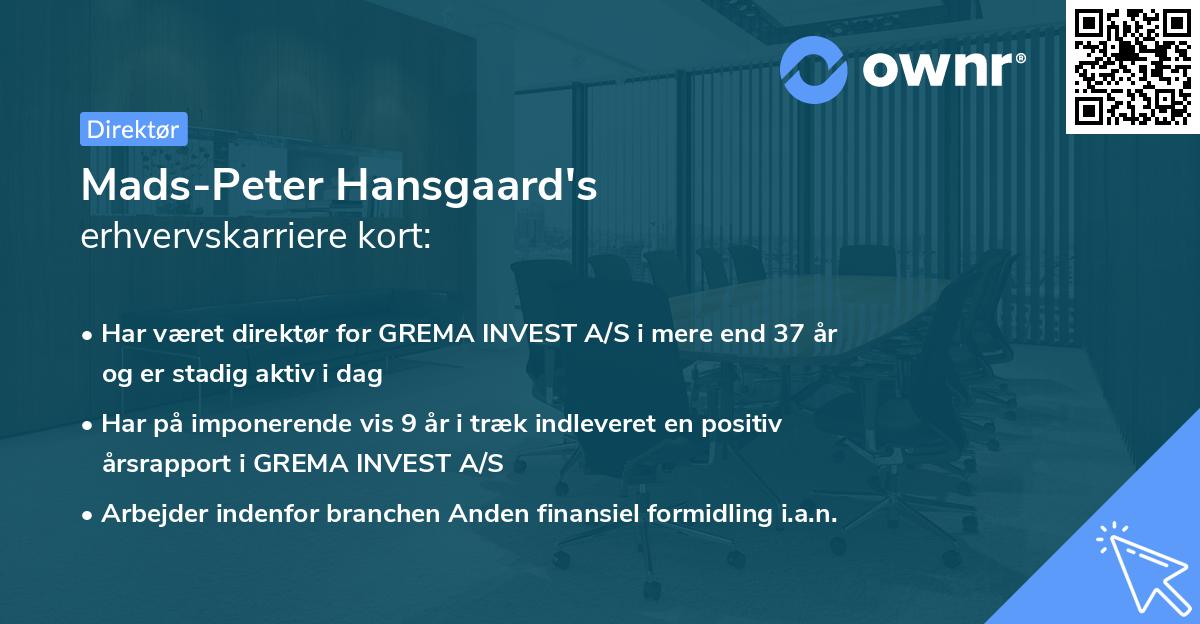 Mads-Peter Hansgaard's erhvervskarriere kort