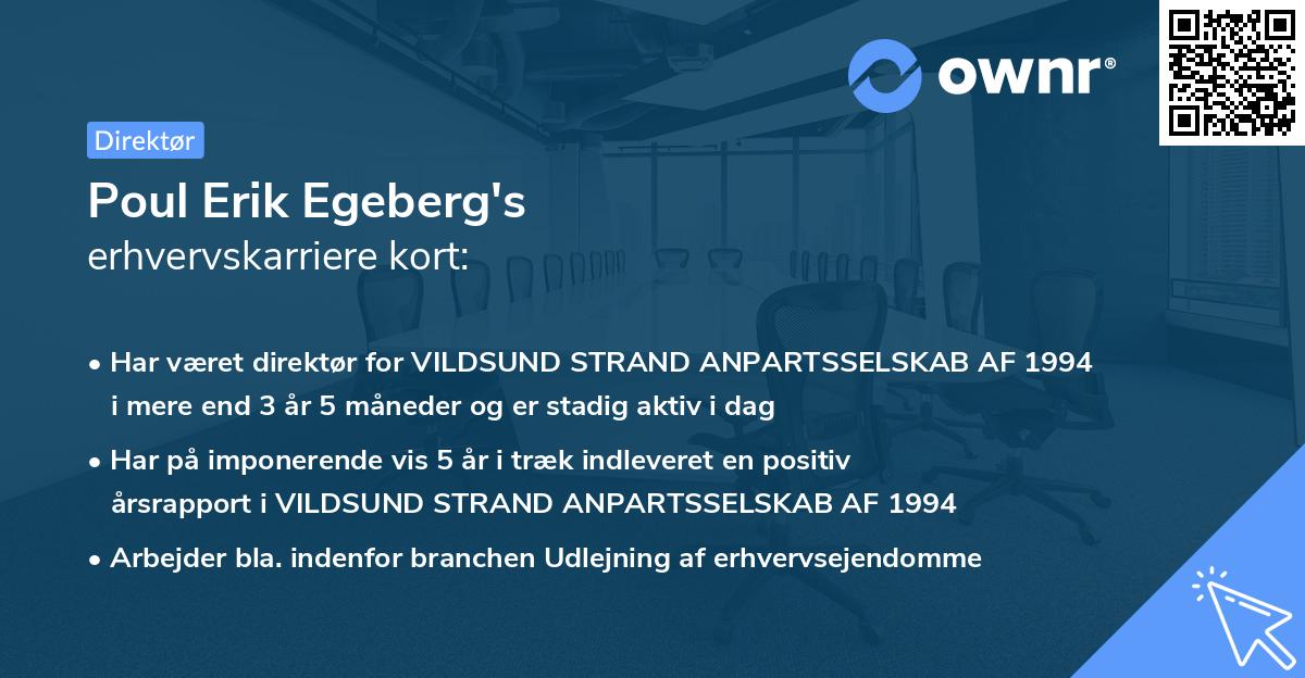 Poul Erik Egeberg's erhvervskarriere kort