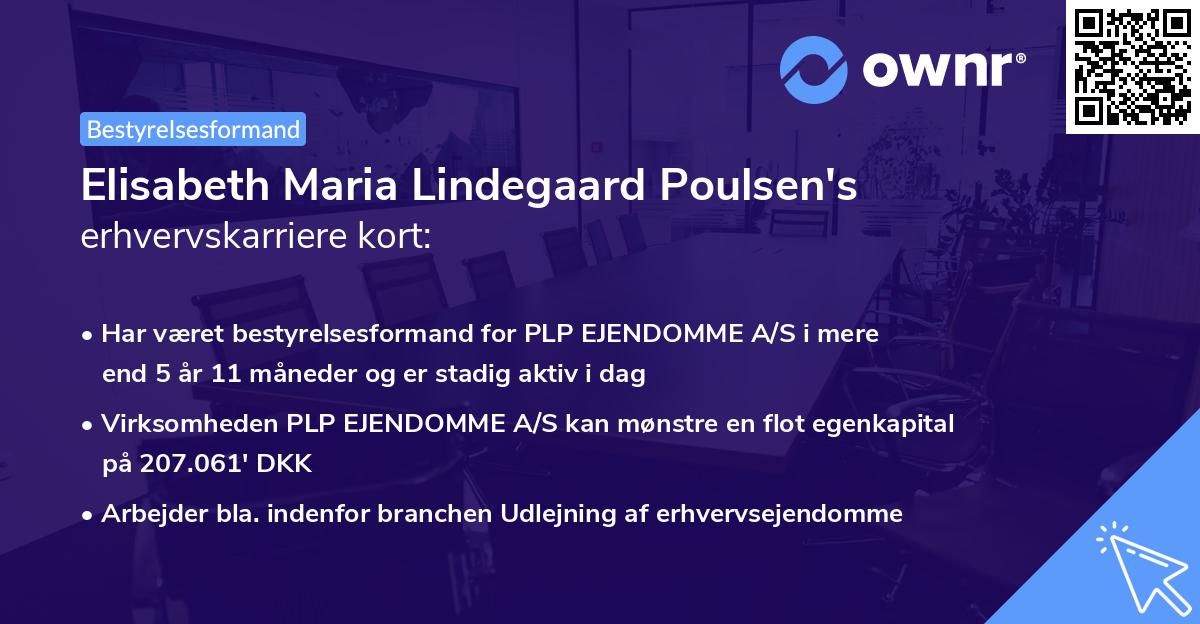 Elisabeth Maria Lindegaard Poulsen's erhvervskarriere kort