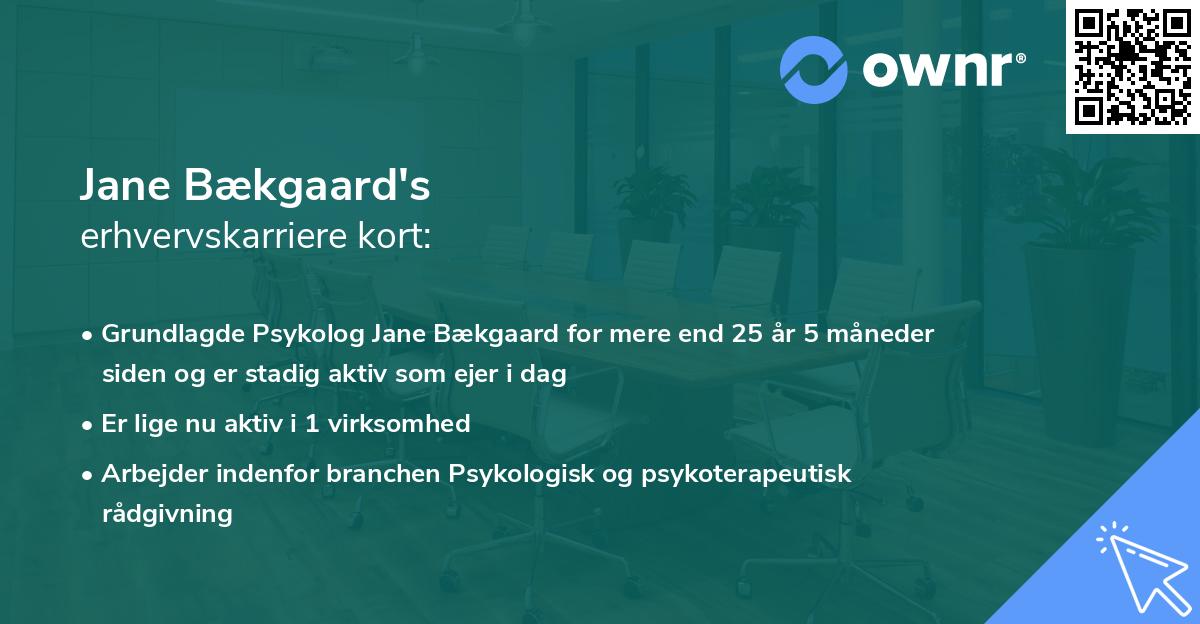 Jane Bækgaard's erhvervskarriere kort