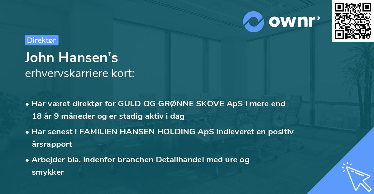 John Hansen's erhvervskarriere kort