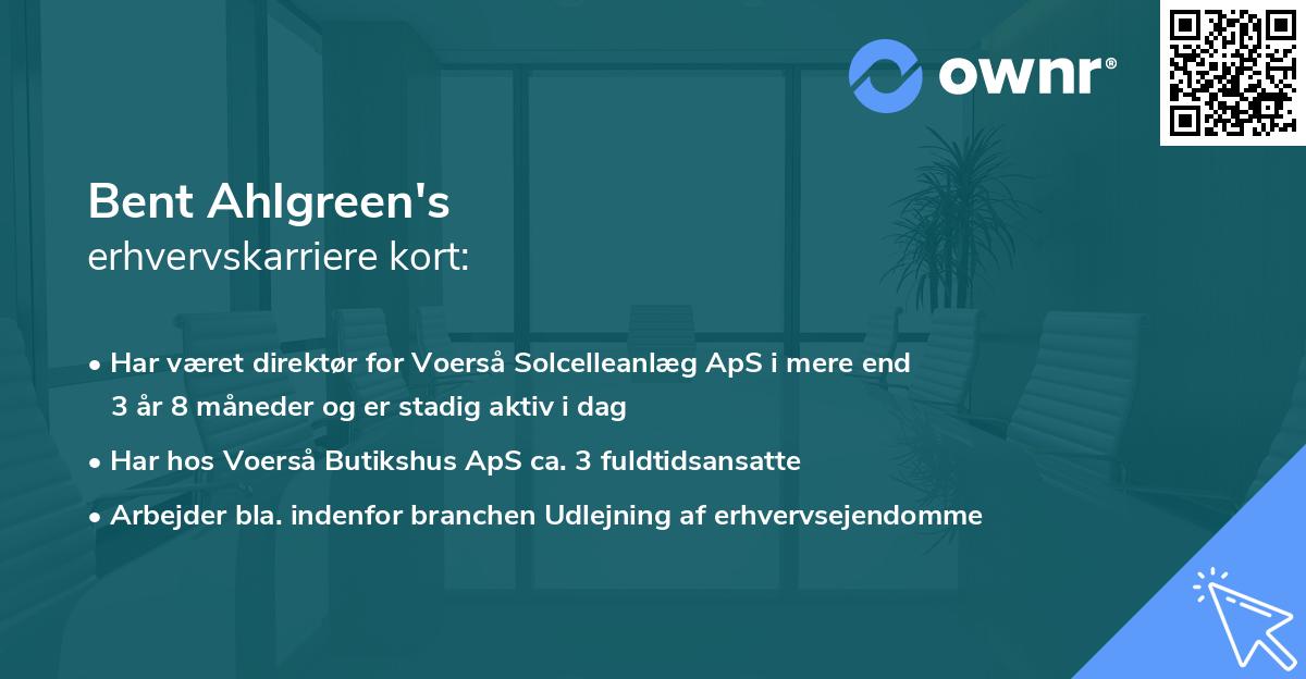 Bent Ahlgreen's erhvervskarriere kort
