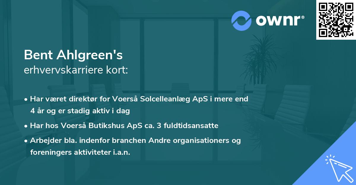 Bent Ahlgreen's erhvervskarriere kort