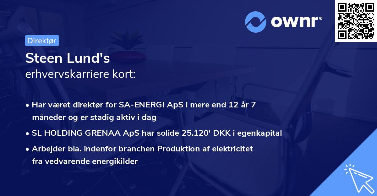 Steen Lund's erhvervskarriere kort
