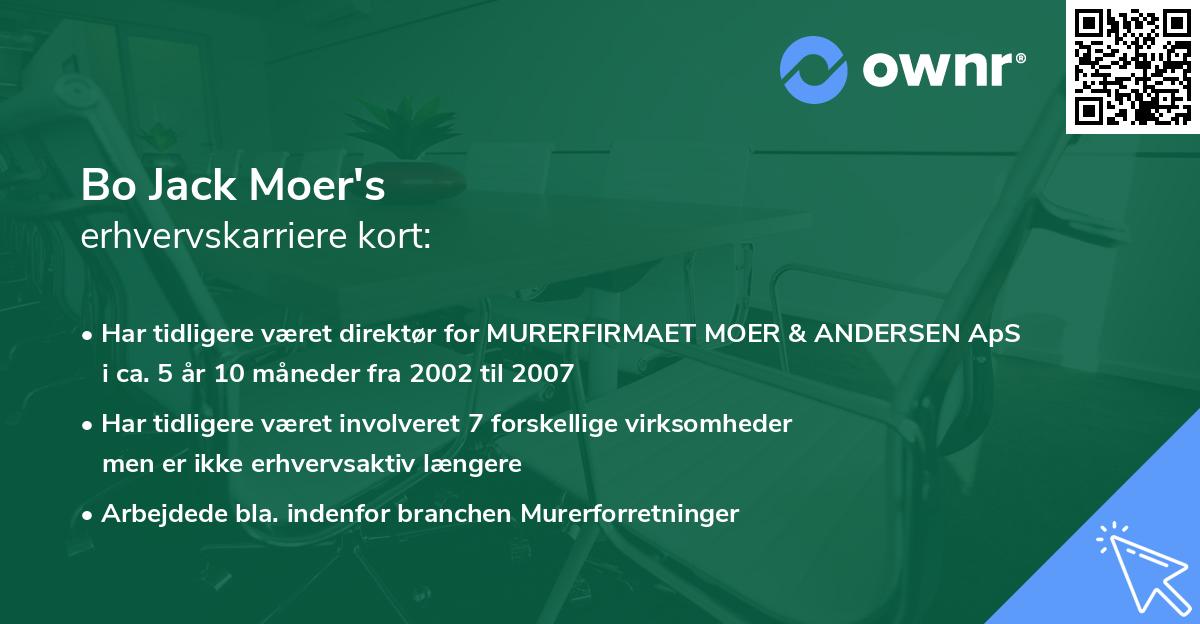 Bo Jack Moer's erhvervskarriere kort