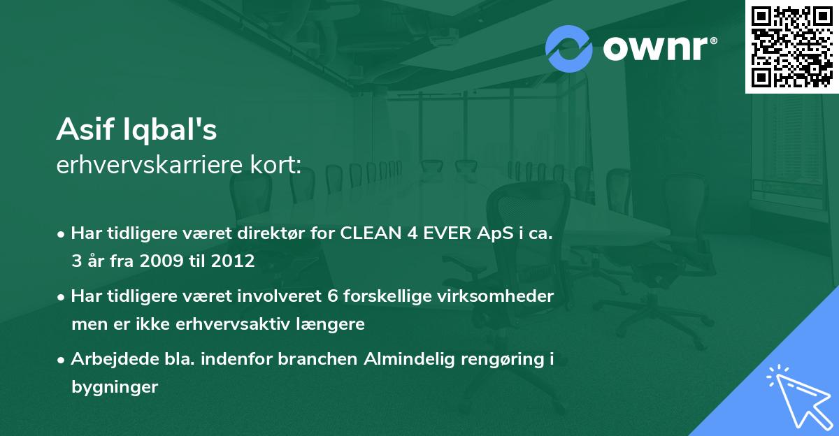 Asif Iqbal's erhvervskarriere kort