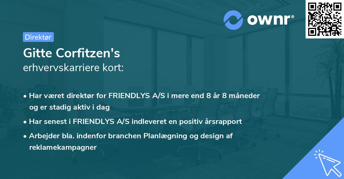 Gitte Corfitzen's erhvervskarriere kort