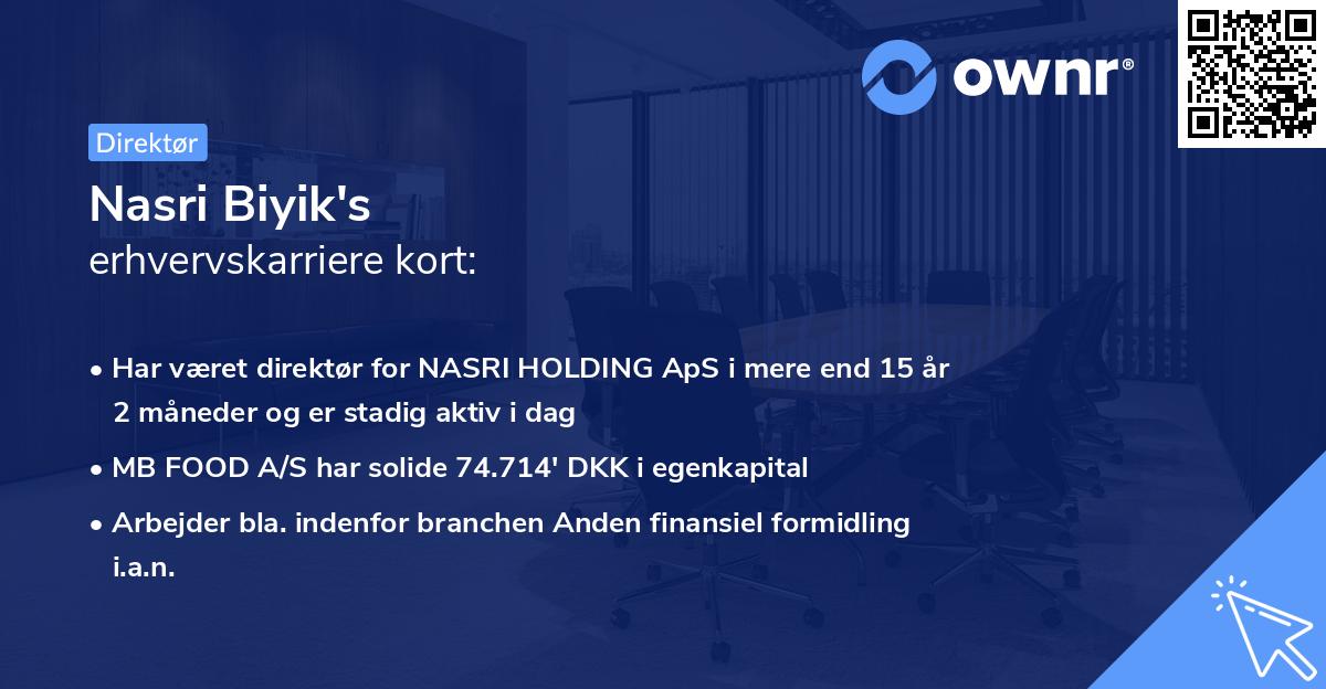 Nasri Biyik's erhvervskarriere kort