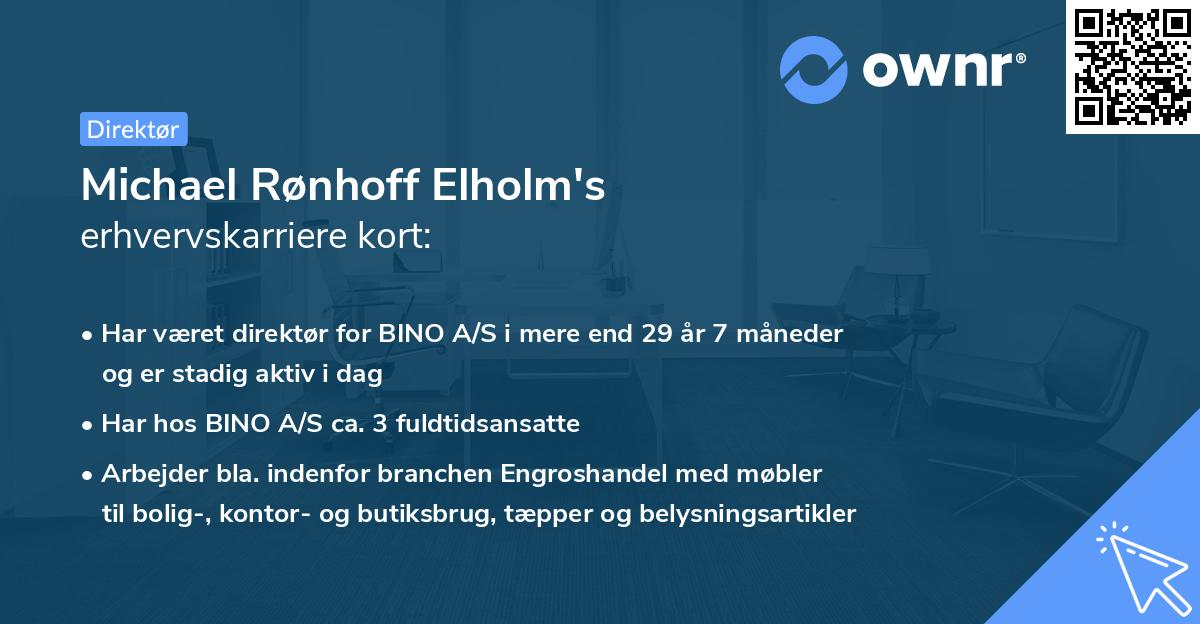 Michael Rønhoff Elholm's erhvervskarriere kort