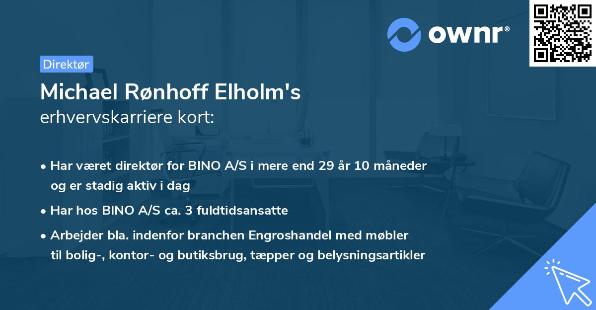 Michael Rønhoff Elholm's erhvervskarriere kort