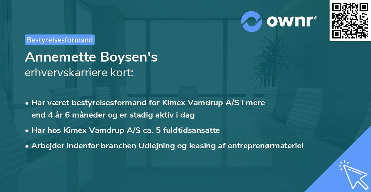 Annemette Boysen's erhvervskarriere kort