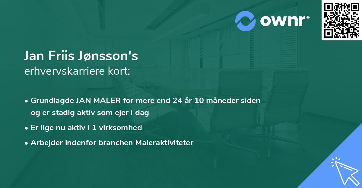 Jan Friis Jønsson's erhvervskarriere kort