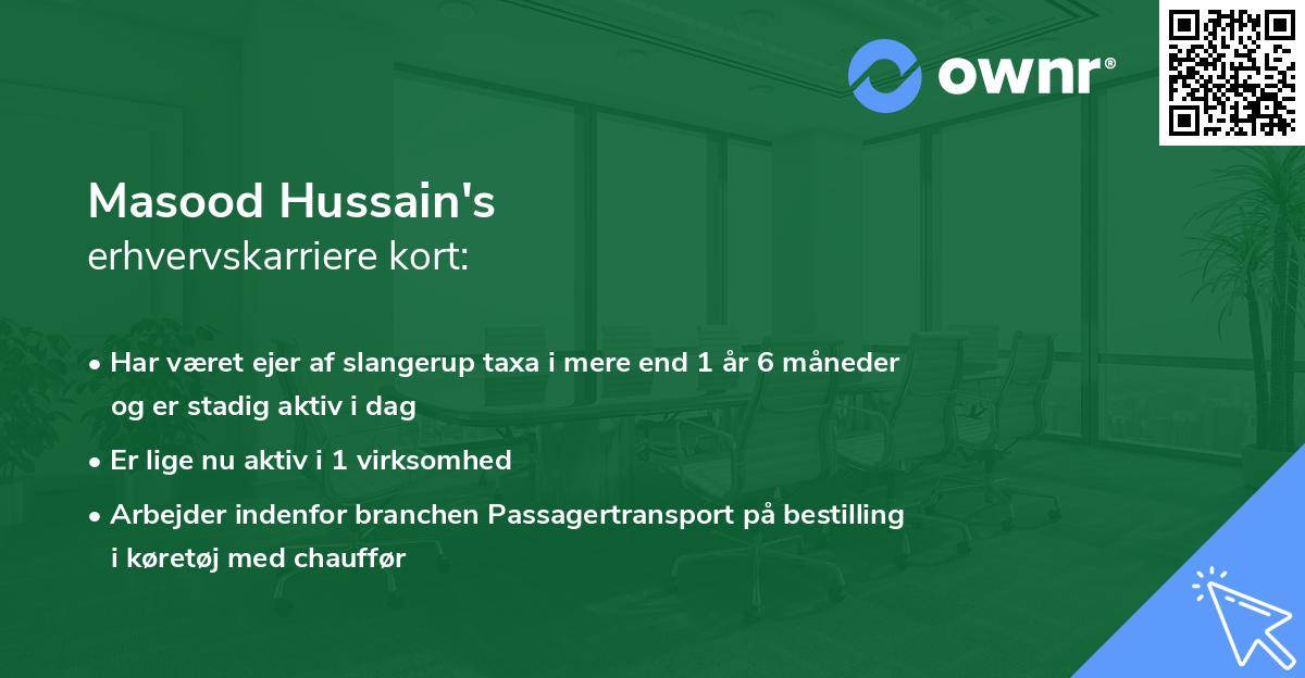 Masood Hussain's erhvervskarriere kort