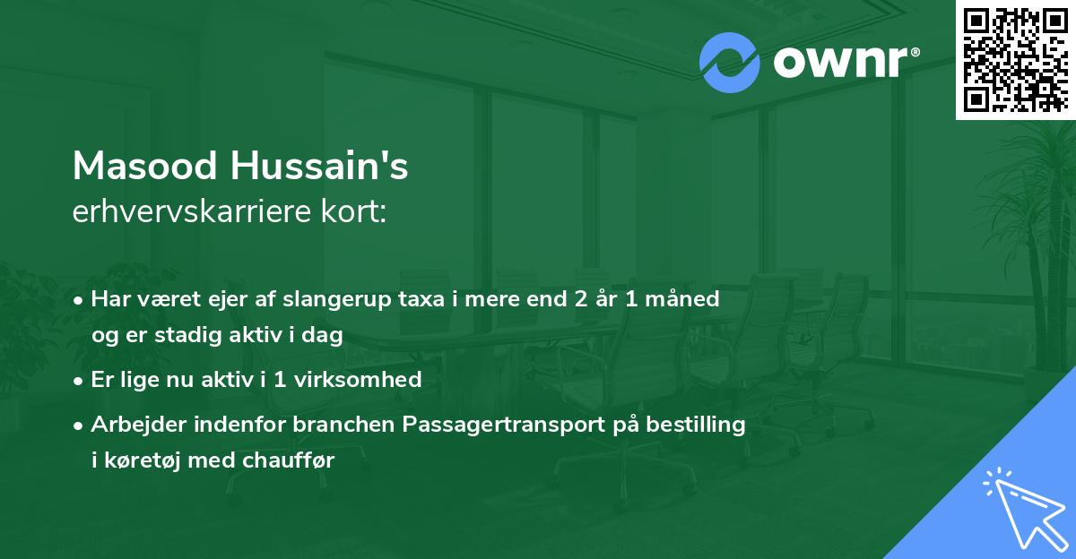 Masood Hussain's erhvervskarriere kort