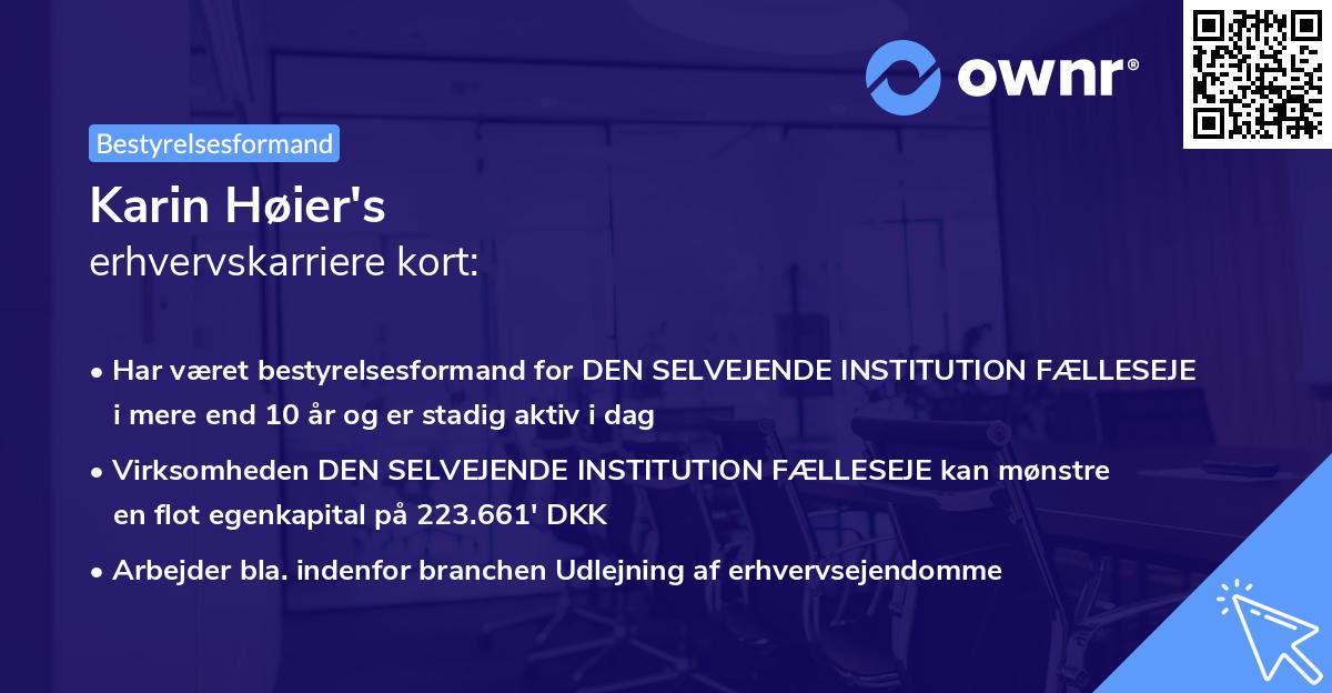 Karin Høier's erhvervskarriere kort