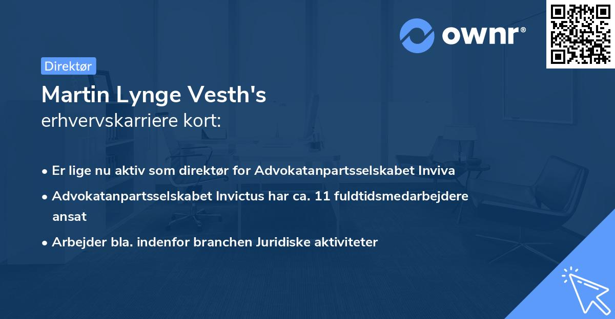 Martin Lynge Vesth's erhvervskarriere kort