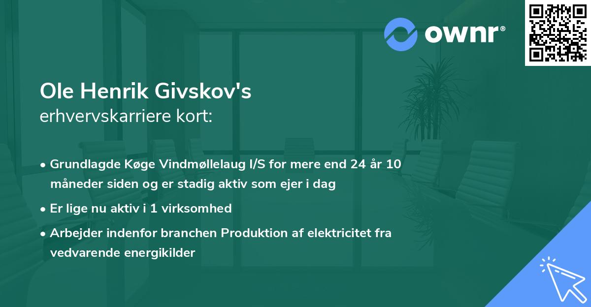 Ole Henrik Givskov's erhvervskarriere kort
