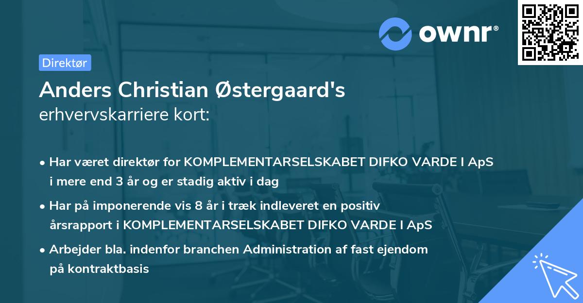 Anders Christian Østergaard's erhvervskarriere kort