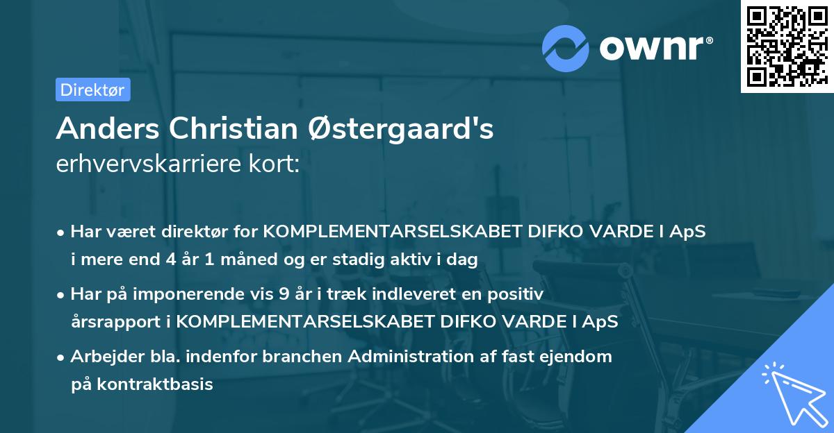 Anders Christian Østergaard's erhvervskarriere kort