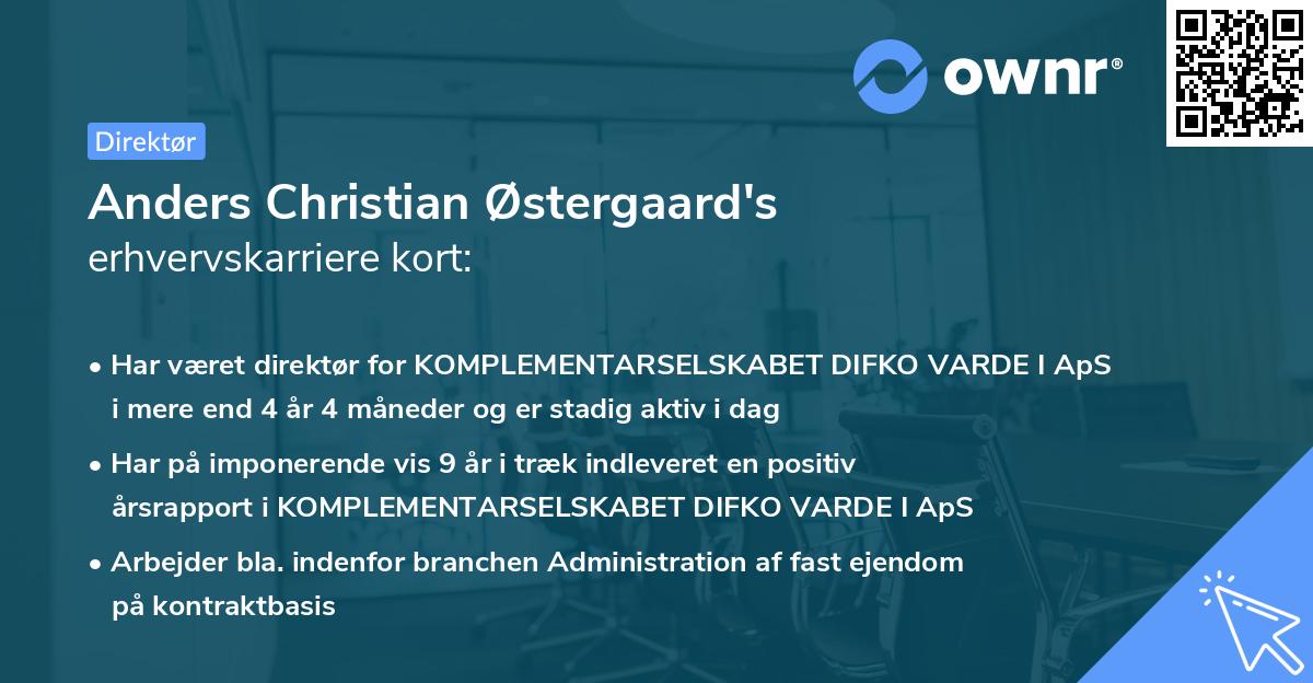 Anders Christian Østergaard's erhvervskarriere kort