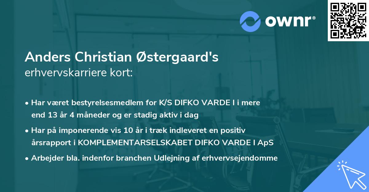 Anders Christian Østergaard's erhvervskarriere kort