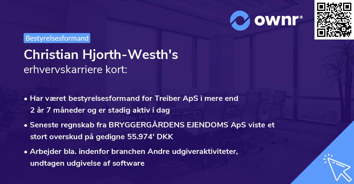 Christian Hjorth-Westh's erhvervskarriere kort