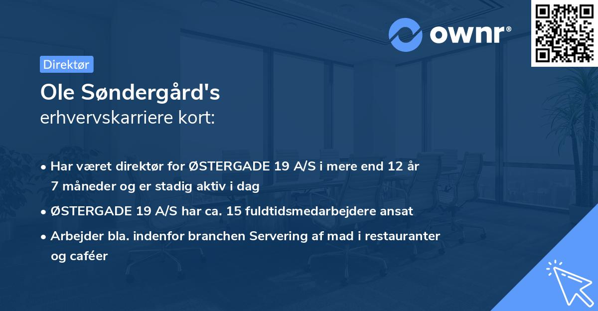 Ole Søndergård's erhvervskarriere kort