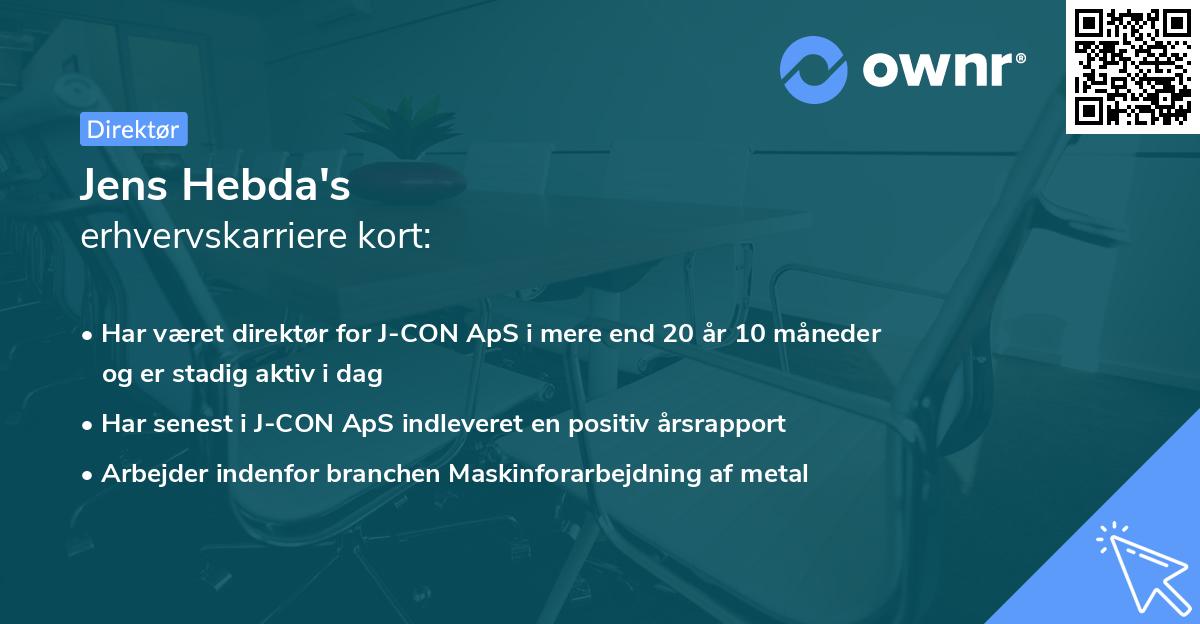 Jens Hebda's erhvervskarriere kort