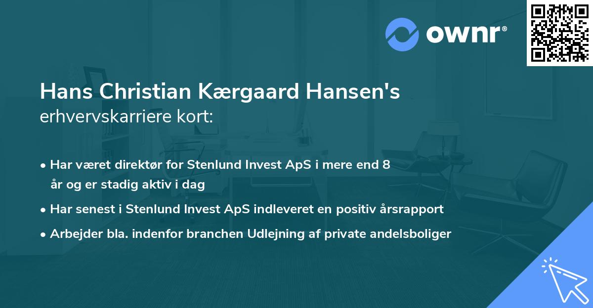 Hans Christian Kærgaard Hansen's erhvervskarriere kort
