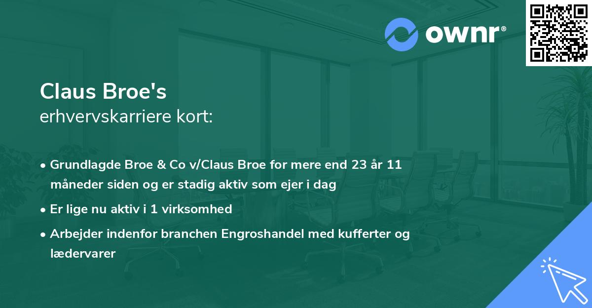 Claus Broe's erhvervskarriere kort