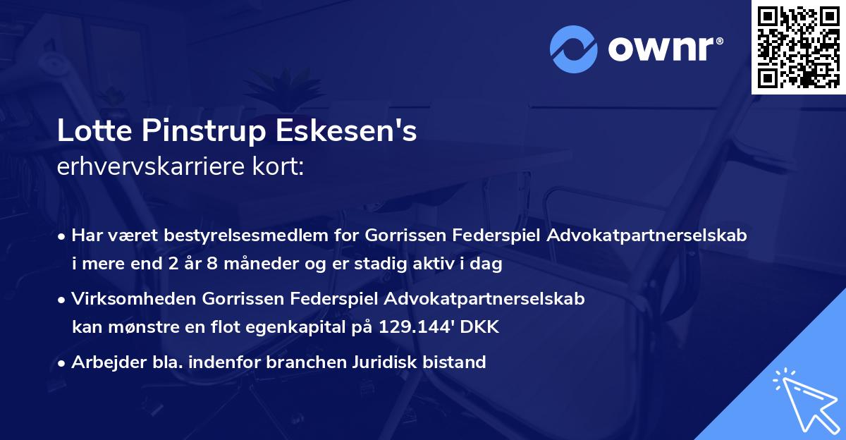 Lotte Pinstrup Eskesen's erhvervskarriere kort