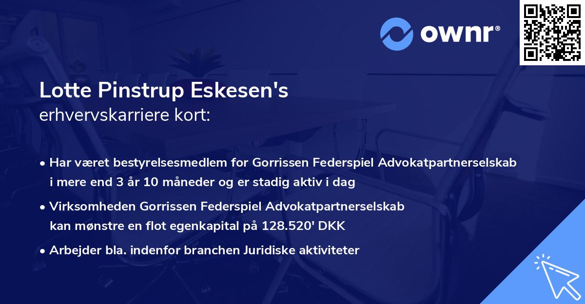 Lotte Pinstrup Eskesen's erhvervskarriere kort