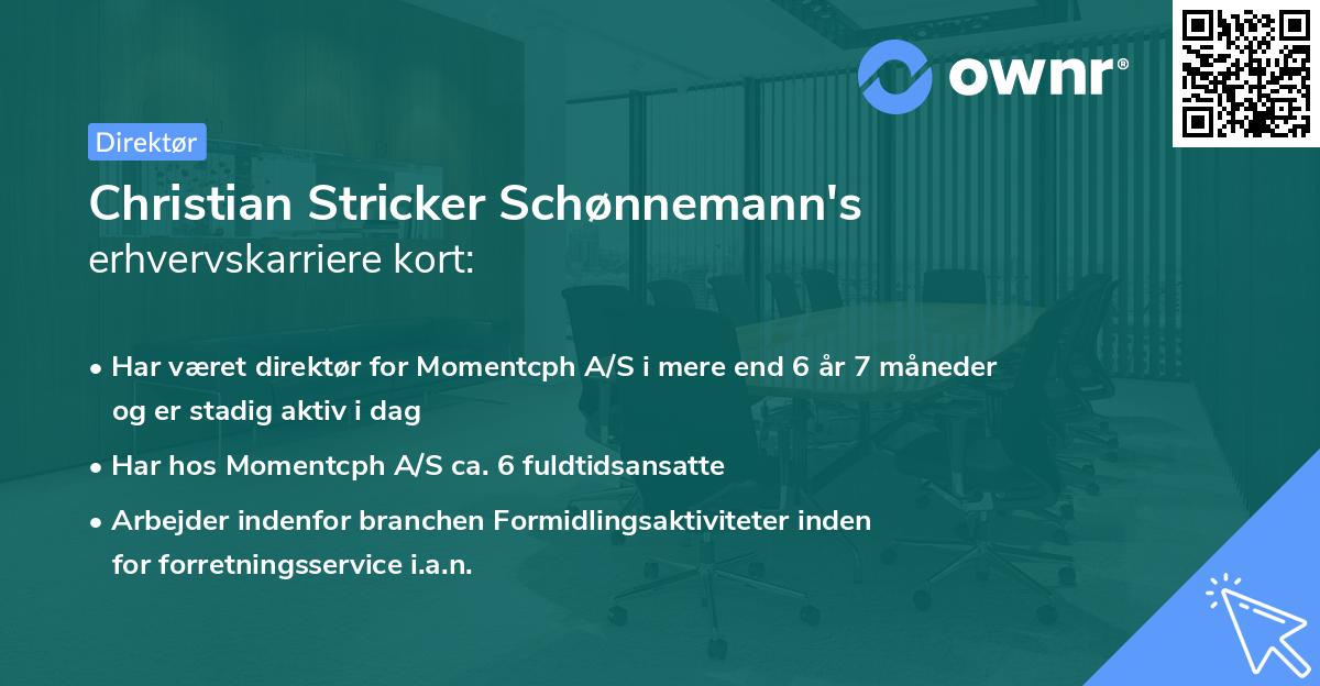Christian Stricker Schønnemann's erhvervskarriere kort