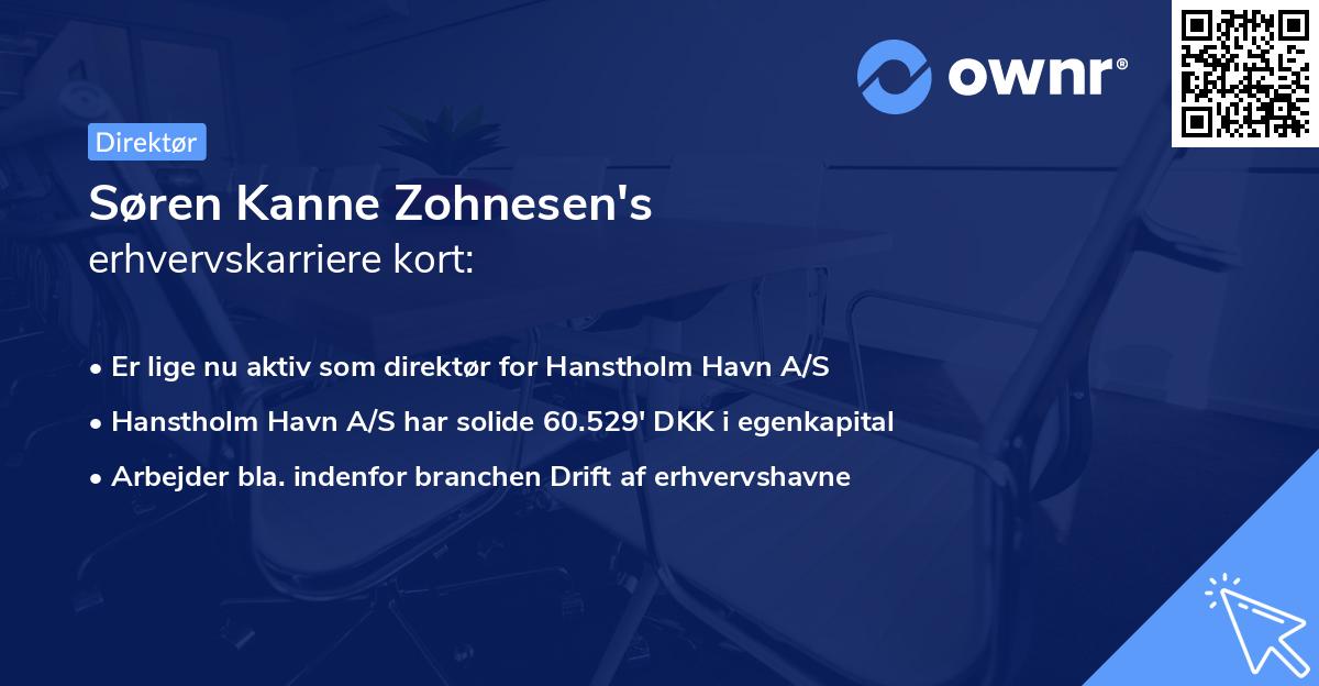 Søren Kanne Zohnesen's erhvervskarriere kort