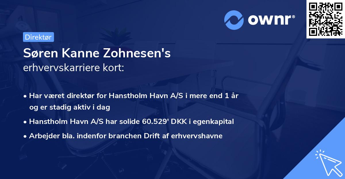 Søren Kanne Zohnesen's erhvervskarriere kort