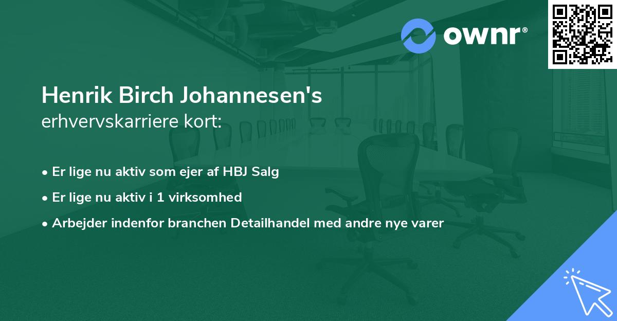 Henrik Birch Johannesen's erhvervskarriere kort