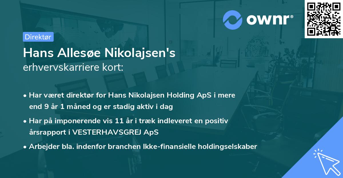 Hans Allesøe Nikolajsen's erhvervskarriere kort