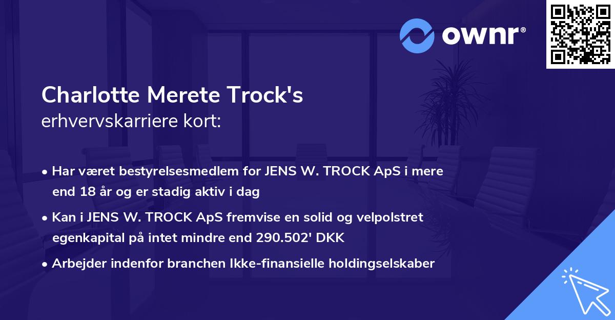Charlotte Merete Trock's erhvervskarriere kort