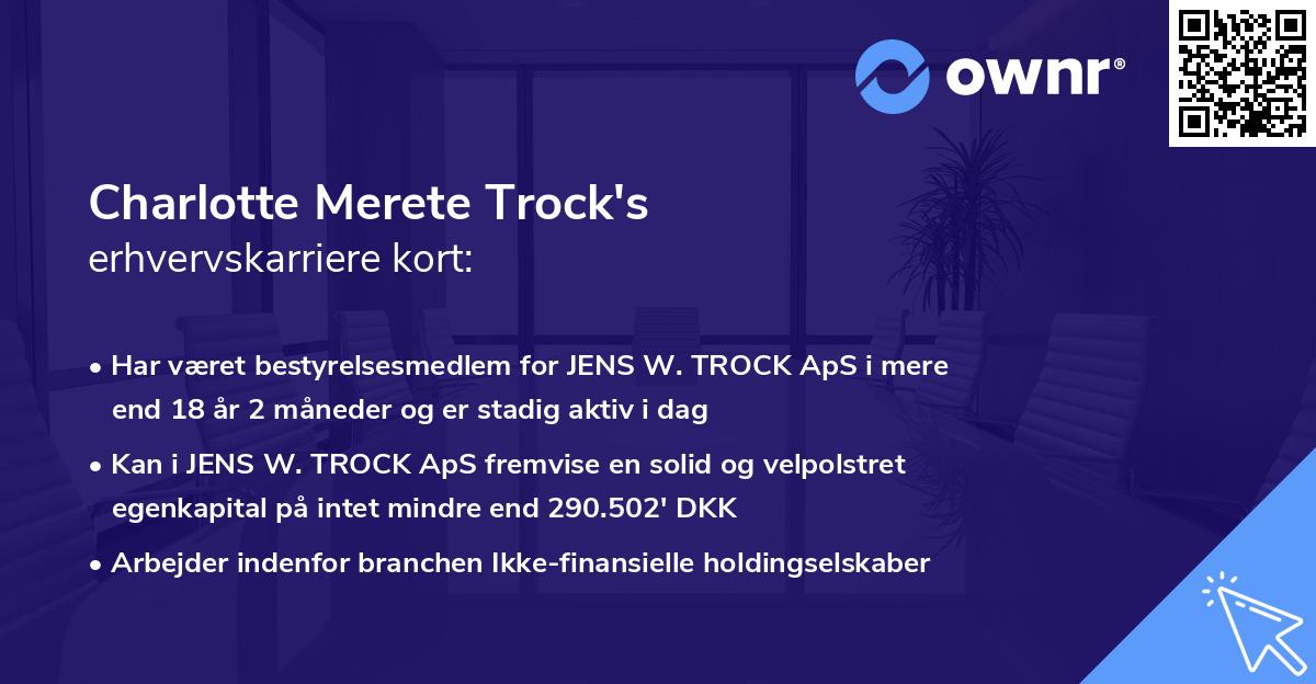 Charlotte Merete Trock's erhvervskarriere kort