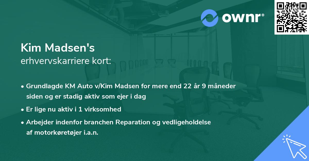 Kim Madsen's erhvervskarriere kort