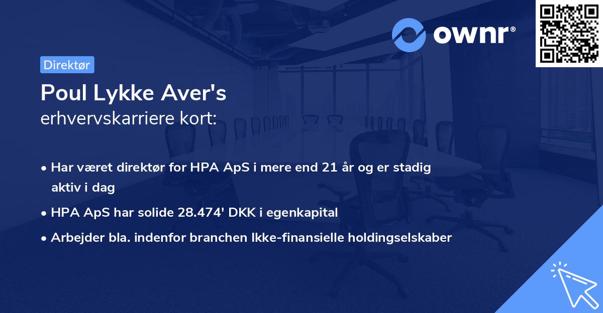 Poul Lykke Aver's erhvervskarriere kort