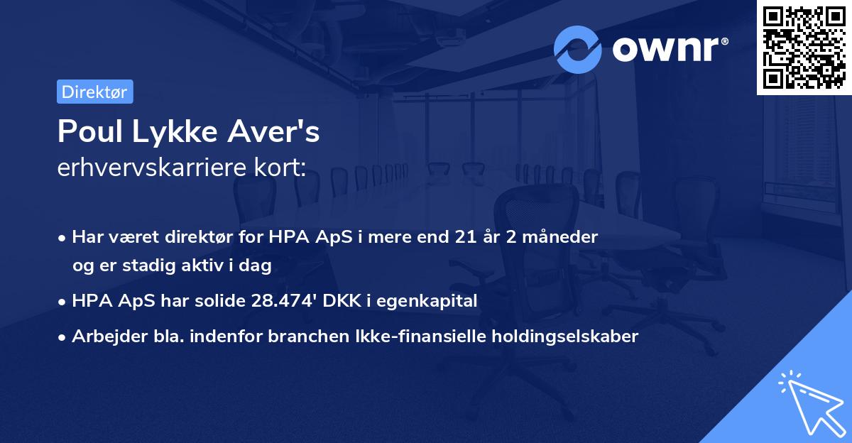 Poul Lykke Aver's erhvervskarriere kort