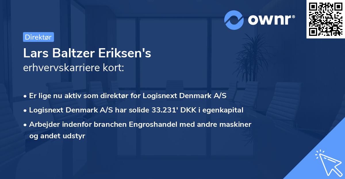 Lars Baltzer Eriksen's erhvervskarriere kort