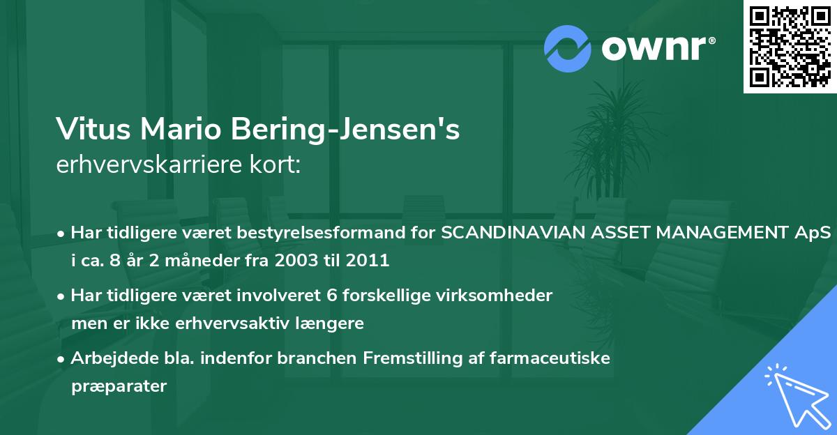 Vitus Mario Bering-Jensen's erhvervskarriere kort