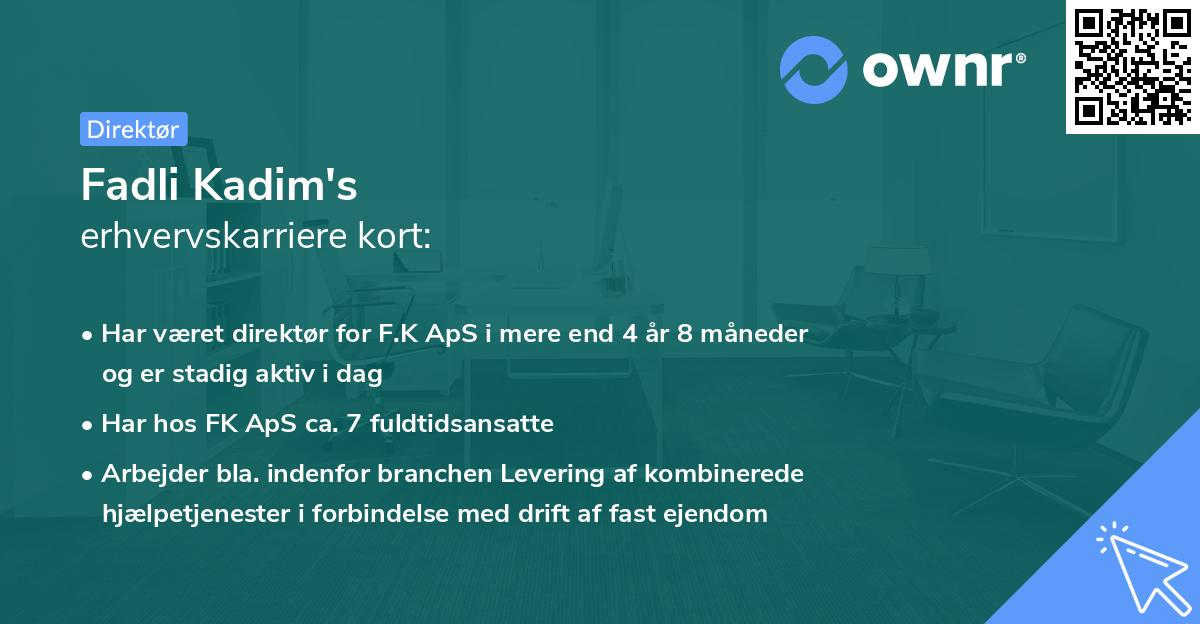 Fadli Kadim's erhvervskarriere kort