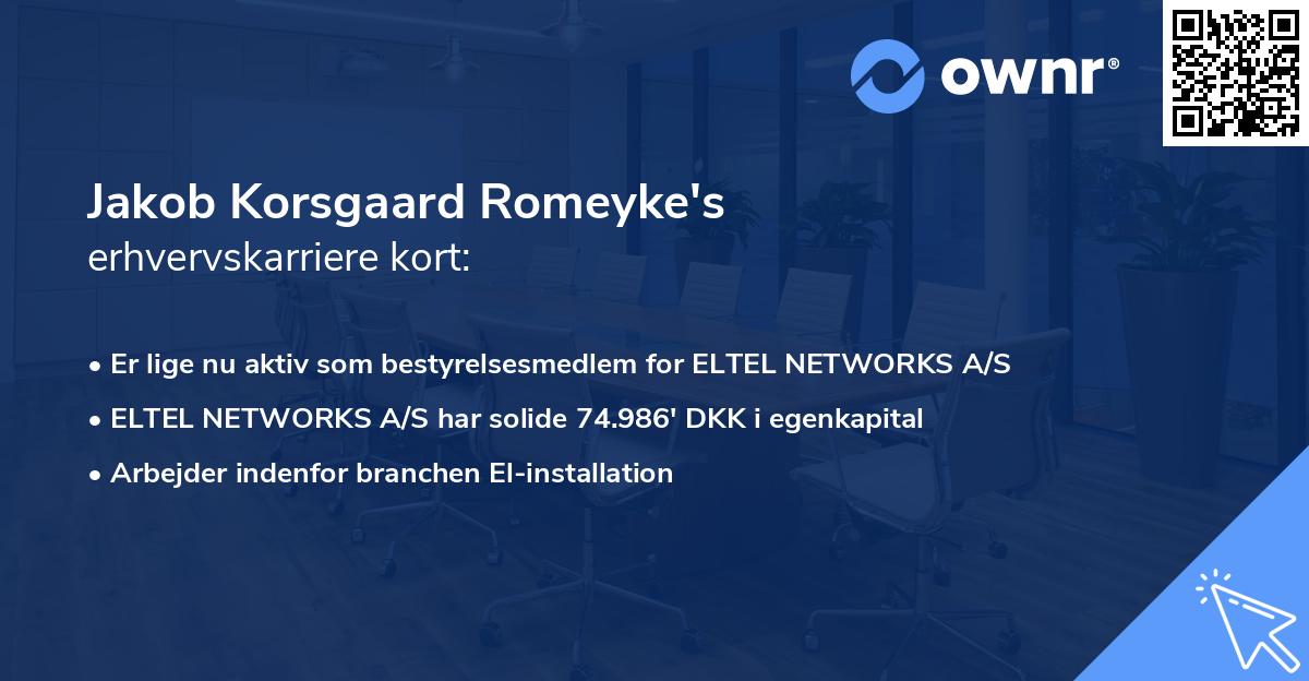 Jakob Korsgaard Romeyke's erhvervskarriere kort