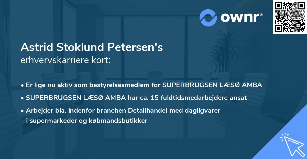 Astrid Stoklund Petersen's erhvervskarriere kort