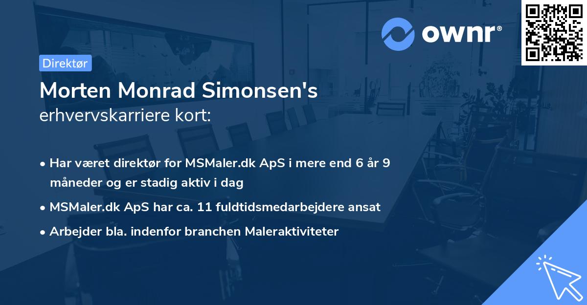 Morten Monrad Simonsen's erhvervskarriere kort